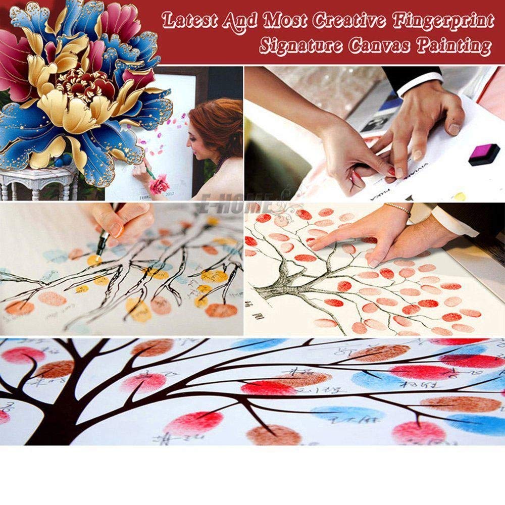 Árbol de la boda DIY Firma Libros de Invitados Aniversario Ceremonia de Regalo Fiesta Huella digital Decorativa Pintura de la Lona Decoración Del Hogar Sin Marco,80 * 120cm