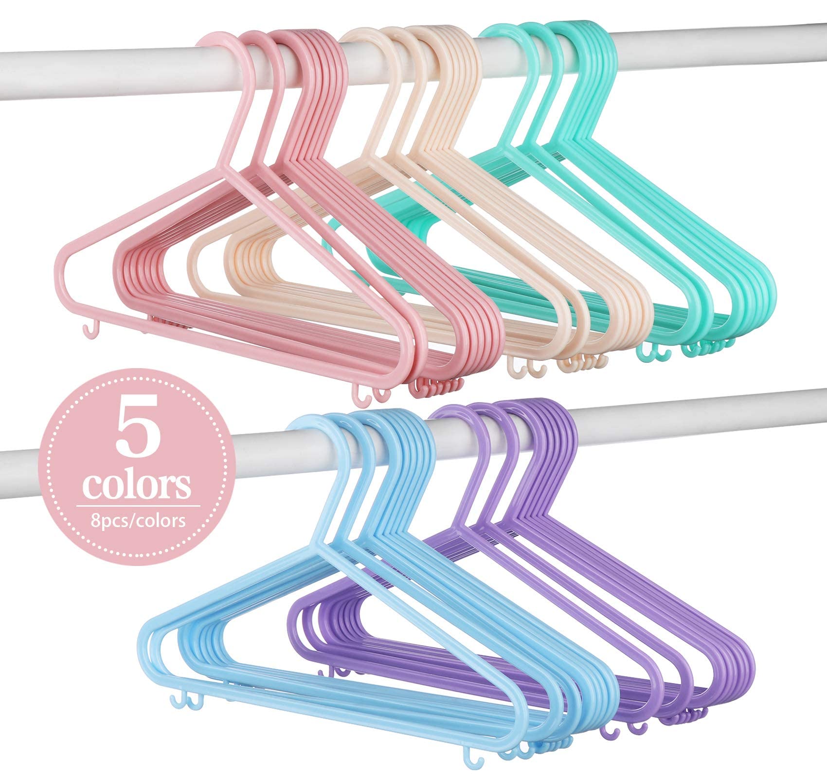 ilauke Confezione da 40 grucce in plastica colorata per bambini 28,5 cm x 17,5 cm