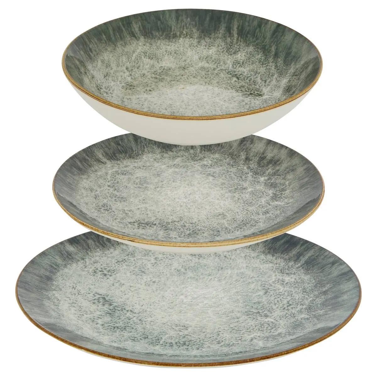 Secret de Gourmet - Service de Table 12 Pièces "Juliette" 26cm Vert