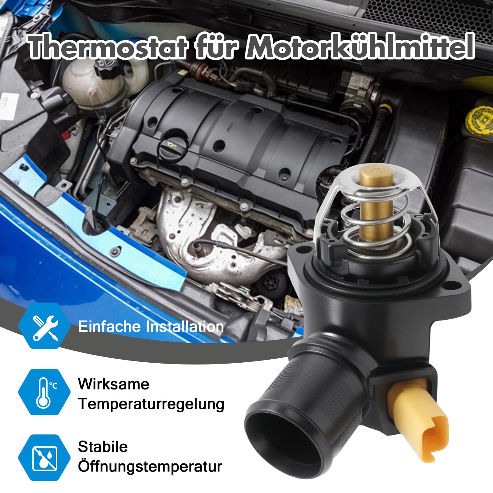 1336.Z2 Termostato Refrigerante Motore Ricambio per Peugeot 1007 KM 2005 Ricambio per Peugeot 207 WA WC 2006 Ricambio per Peugeot 207 WA WC 2008