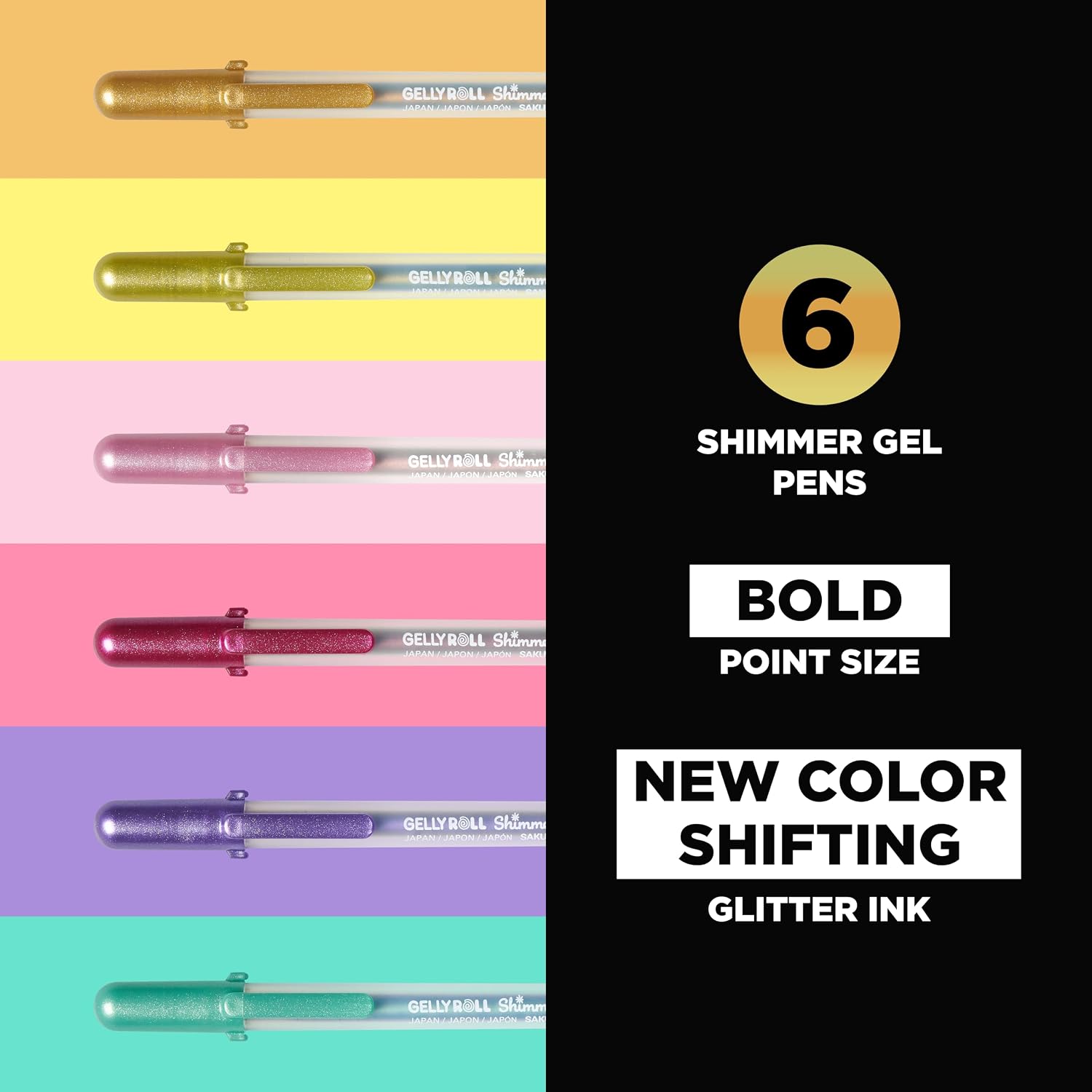SAKURA Gelly Roll Shimmer 6 Pack and Dotted A5 Notebook Japanese Kerria