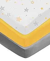 Vista 23 de American Baby Company Paquete de 3 sábanas bajeras para cuna de 100 % algodón natural de 52 x 28 pulgadas, suaves, transpirables, hipoalergénicas