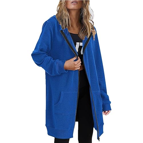 Zip Up Hoodies For Women Long Sleeve Fleece Sweatshirts Fall Winter Outfits Oversized Fashion Jackets with Pocket