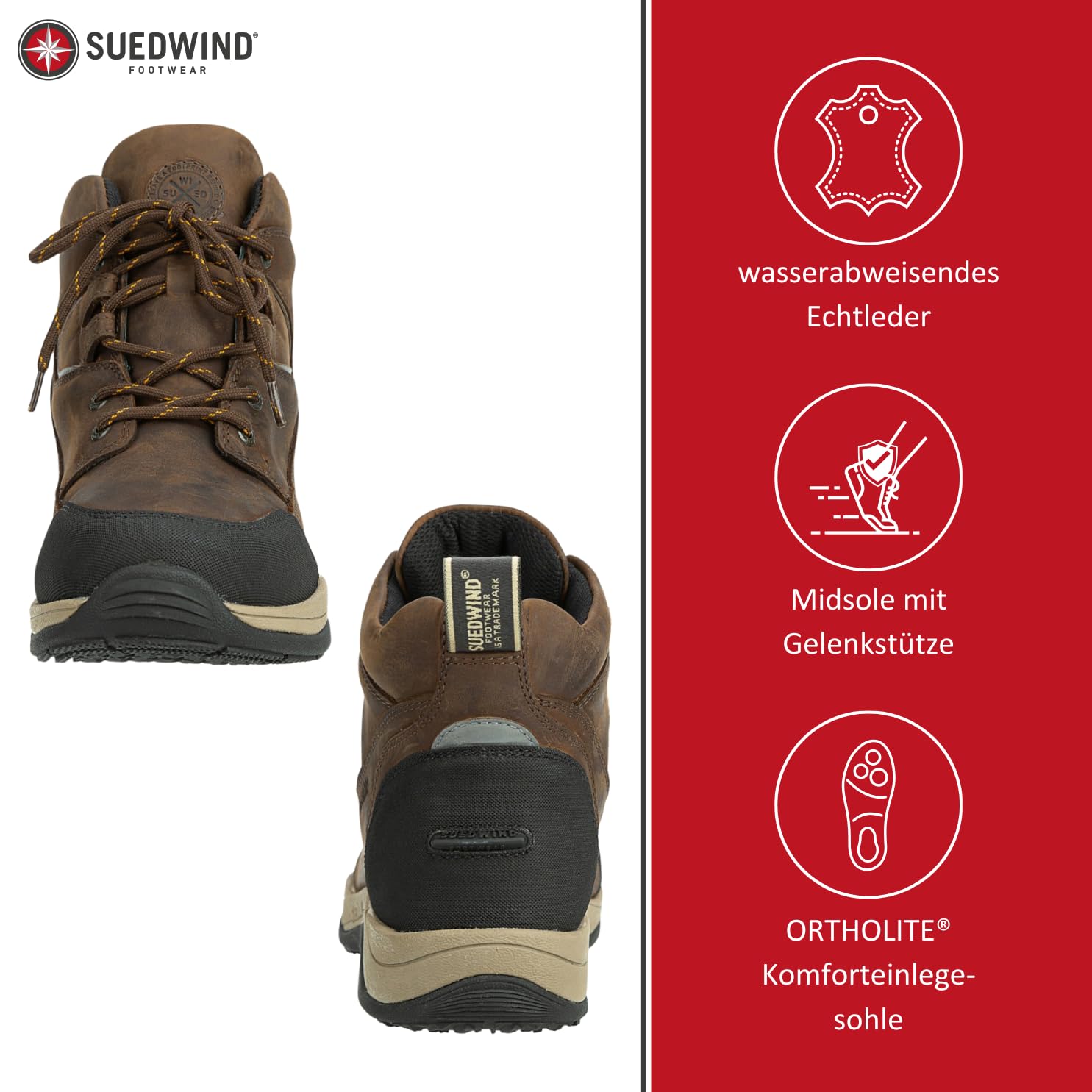SUEDWIND FOOTWEAR Reitstiefeletten Field Lace GripFTX – Unisex Leder-Stiefeletten – Stall & Gelände Allwetterstiefeletten – Schnürung, Micro-Dry-Futter, GripFTX-Sohle – chocolate & 36–46