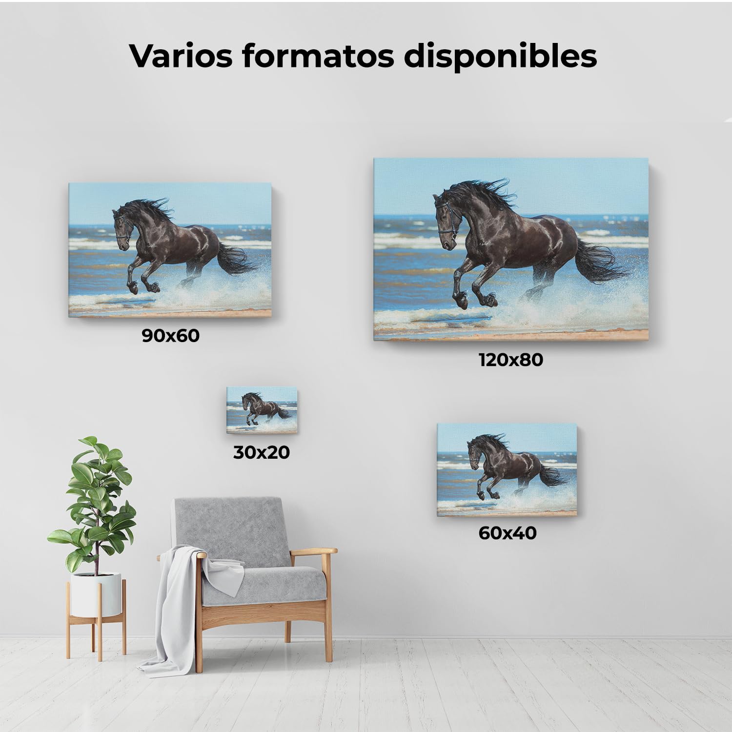 Artaza Cuadros Decoración Salón Modernos Caballo - 90x60 cm - Cuadros Decorativos Playa - Decoración Pared Hogar - Lienzo Animales
