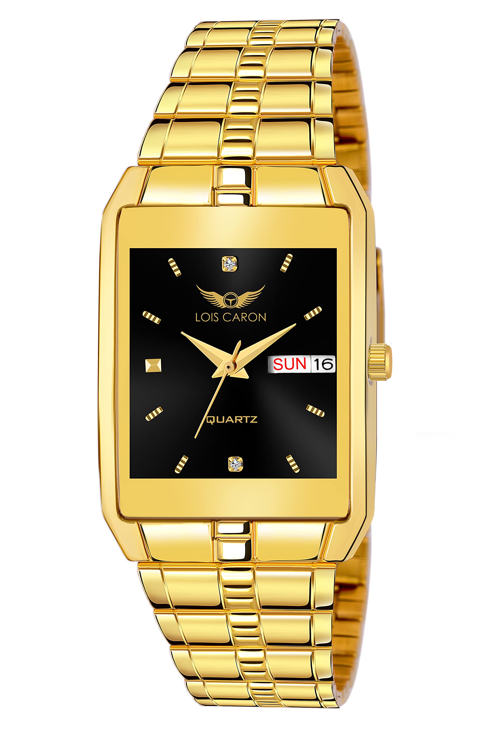 LOIS CARON Original Gold Plated Day & Date Functioning Analogue Dial Mens Watch (LCS-8500) (B09S5PHFKC) Amazon Price History, Amazon Price Tracker