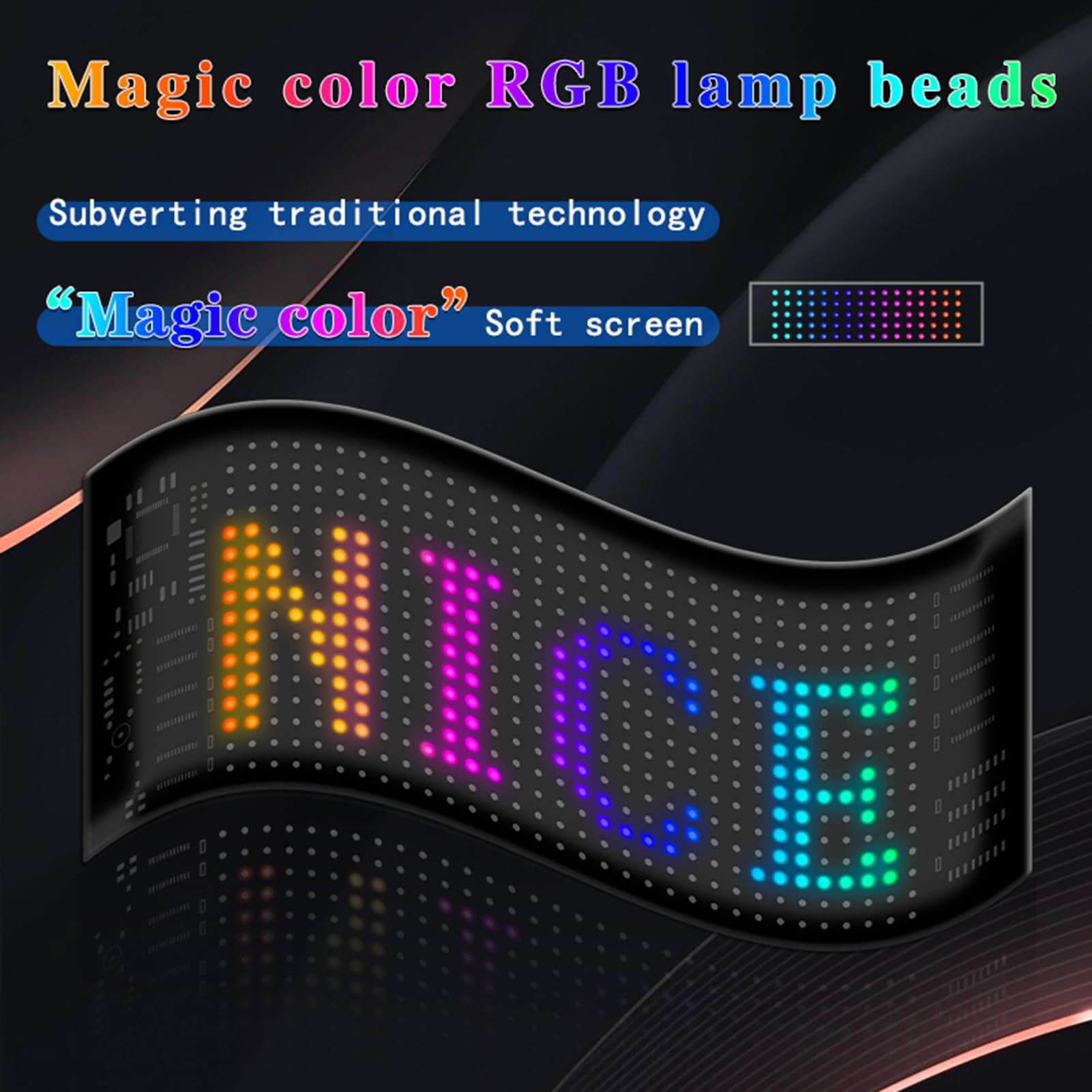 Devil Eyes Light For Cars, DIY Car Dynamic LED Smart Flex Screen For Car, Programowalne LED Eyes For Car And Trucks(2 Pack,C 37.4 * 9.2cm)