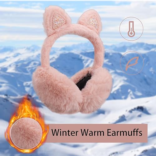Miniatura 6 de Pop Your Dream Linda orejera de gato para niños, niñas, suave felpa brillante, calentadores de orejas de invierno, fundas ajustables para exteriores