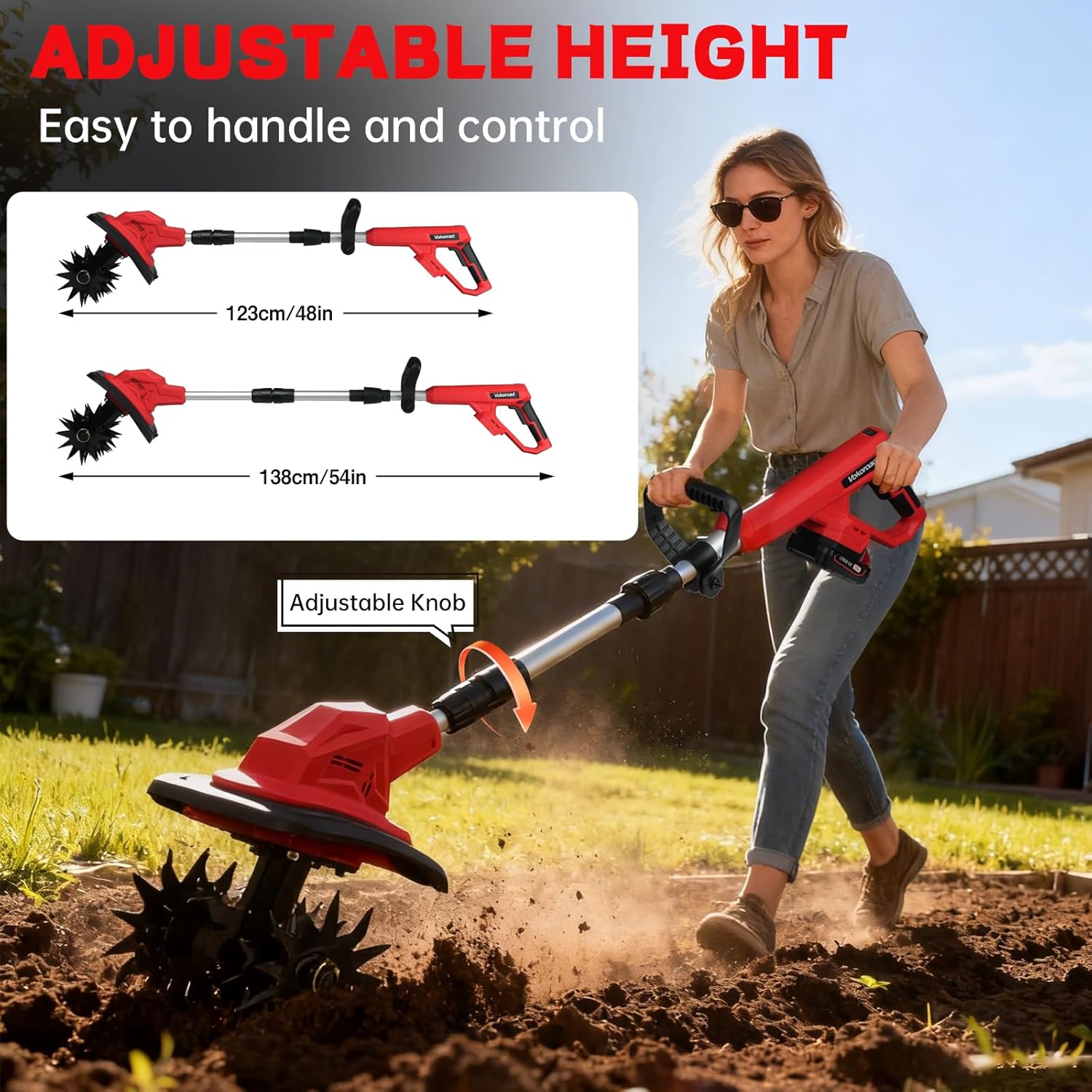 Cordless Tiller Cultivator Compatible with Milwaukee M18 18V Battery, 360RPM Battery Powered Electric Garden Tiller Cultivator 8" Tilling Width & 6" Depth for Lawn/Garden/Soil Cultivation(Tool Only)