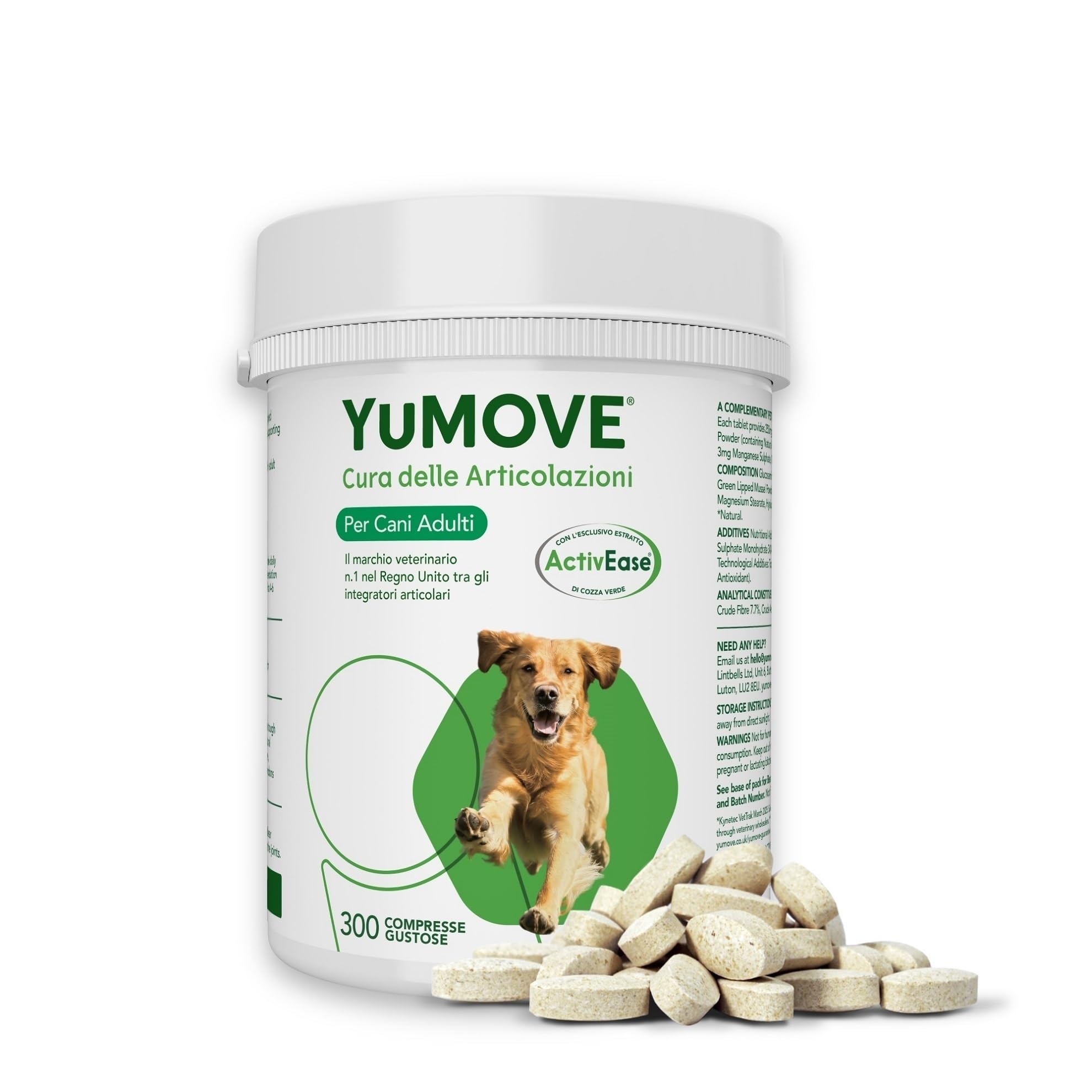 YuMOVE Integratore Articolazioni Cane 5-​8 Anni - 300 Compresse - In Attesa di Brevetto 150mg di Cozza Verde ActivEase per Compressa - Joint Care Cani Articolazioni & Condroprotettori Cane, Glucosamina
