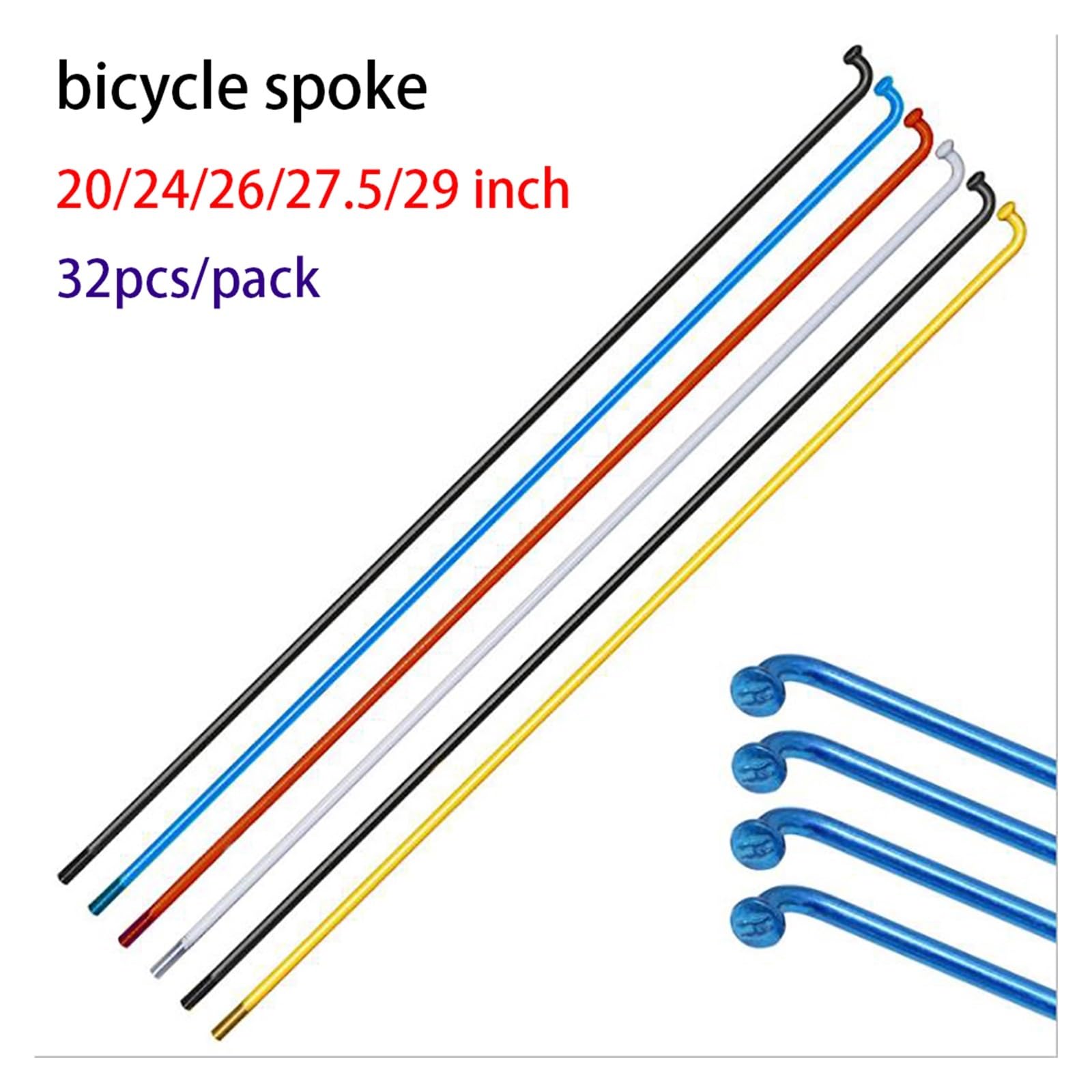 NKVDEX Fahrradspeichen Fahrrad-Speichen, 36 Stück, Draht mit Nippeln for 26/27,5/29 Zoll Räder, Rennrad, 45# Stahl, hochfeste Regenbogen-Speichen(235mm Black- White)