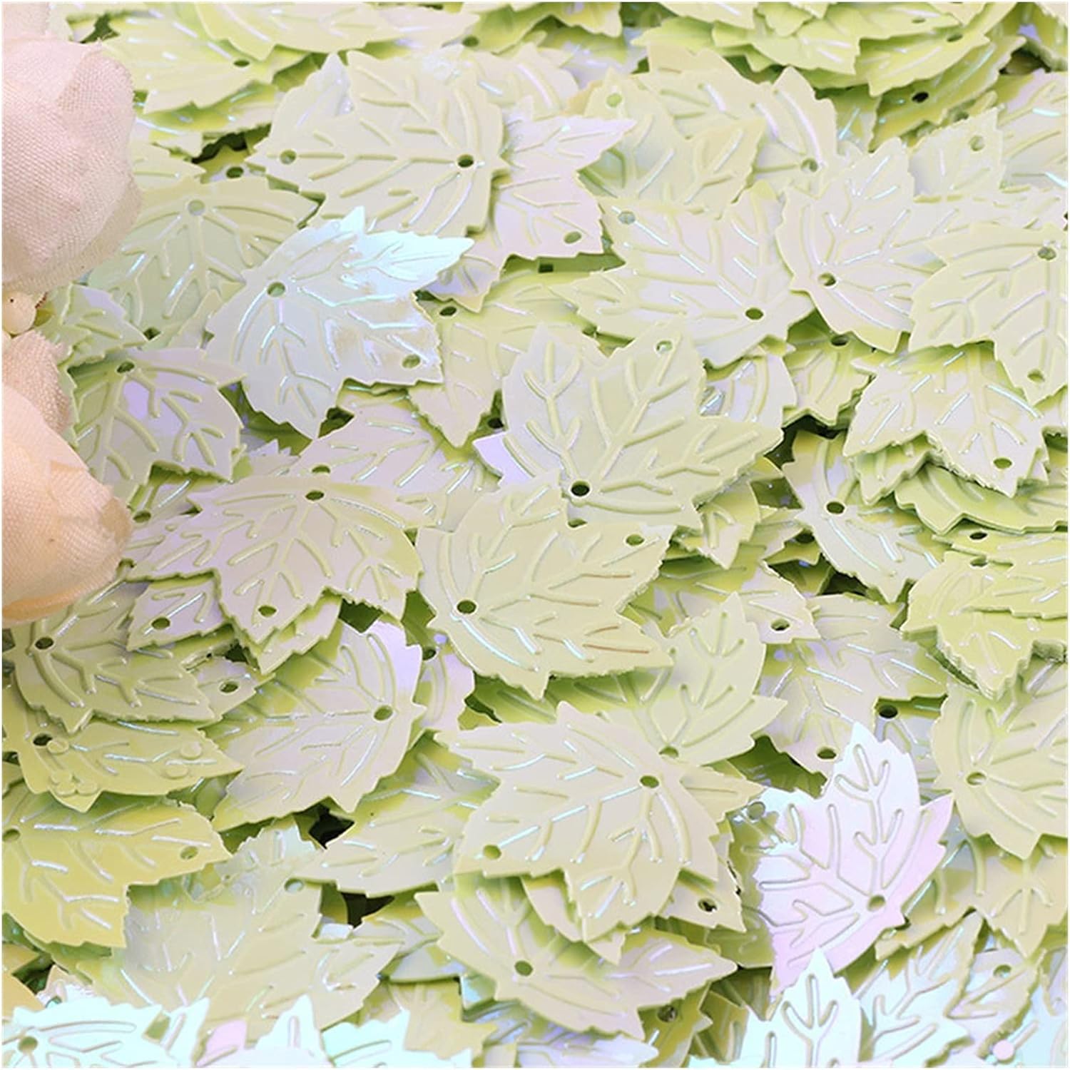 Washer,Stainless Washer, Paillettes Applique, 10g Maple Leaves Flat PVC Loose Sequins，21mm(Rose Red)