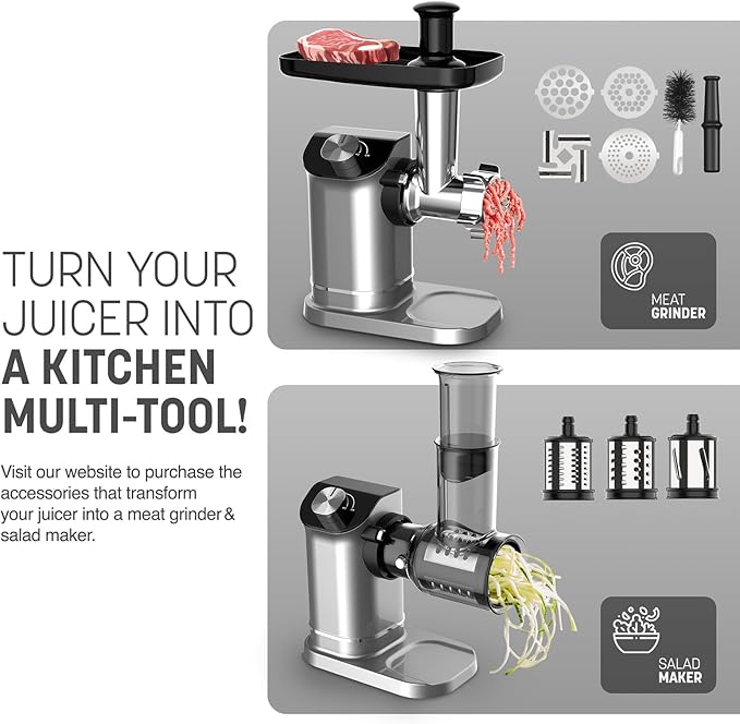 Extractor de Jugos Prensado en Frío 100W con Motor Cobre y 2 Vasos miniatura 6