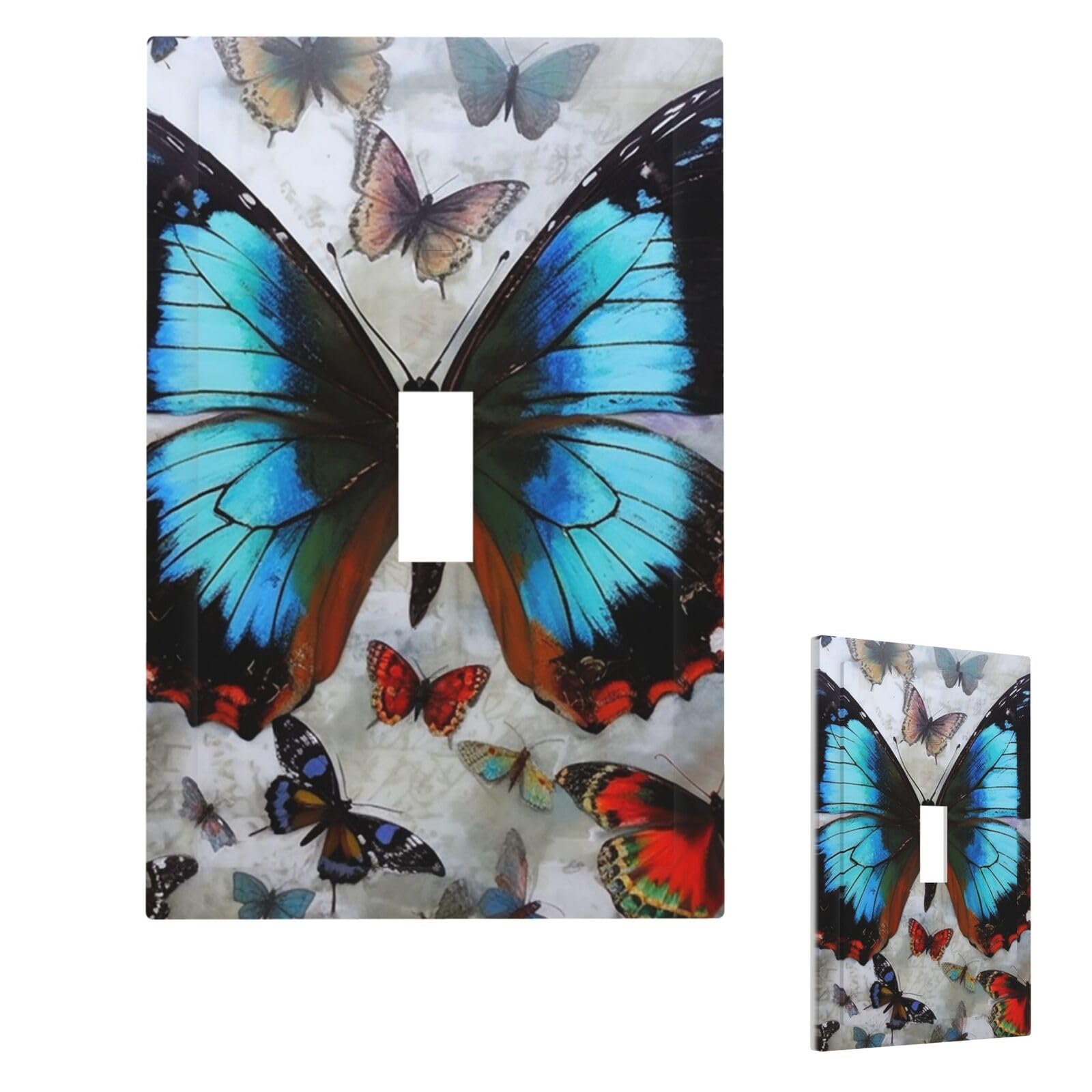 Butterfly Wall Plate Cover Single Toggle, Modern Decorative Light Switch Cover Unbreakable Receptacle Outlet Covers for Living Room Bedroom Decor