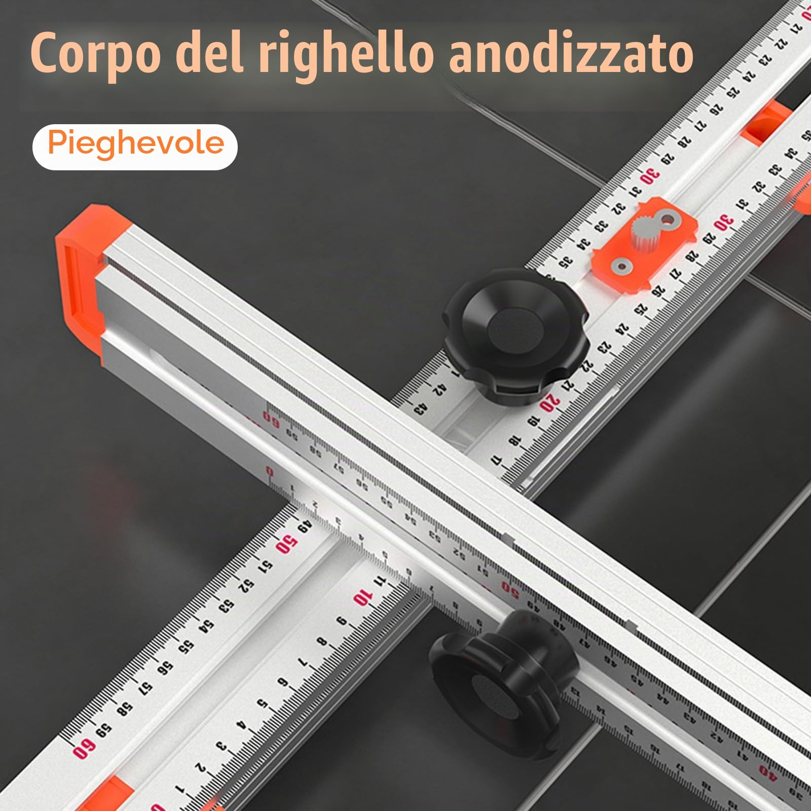 Righello Quadrato A T Di Posizionamento Del Trapano 4 In 1 - Angolo Di Alta Precisione Di 60 Cm Con Misurazione Scorrevole Regolabile