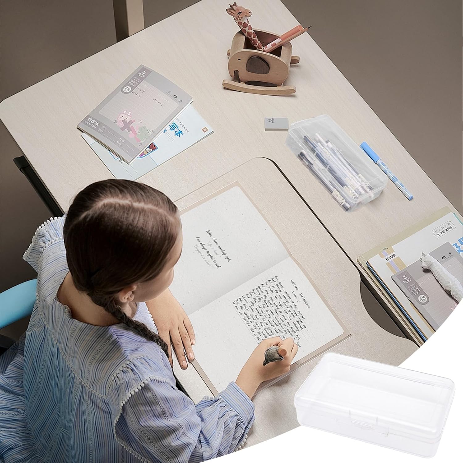 20 Pcs Plastic Box Clear Storage Organizer Case Bulk, 8 x 5 x 2 Inch Hard Crayon Storage Box with Lid Snap Closure Painting Marker Box Multi Purpose Organizer for Pens Office Supplies - Image 6