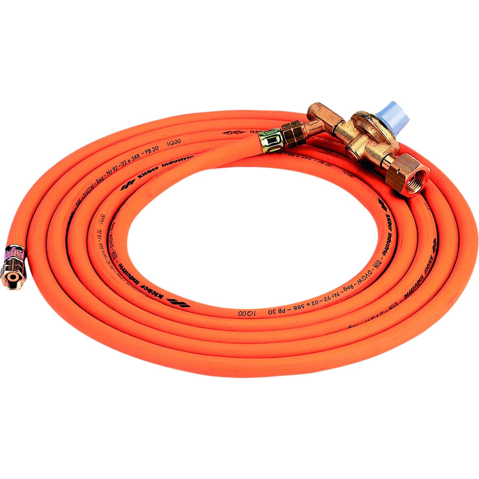 Sievert Propanschlauch R 3/8" li x R 3/8" li, 10 Meter, mit Druckregler und Schlauchbruchsicherung, Orange, Gasschlauch für Schweißbrenner Aufschweißbrenner Brenner Gasbrenner