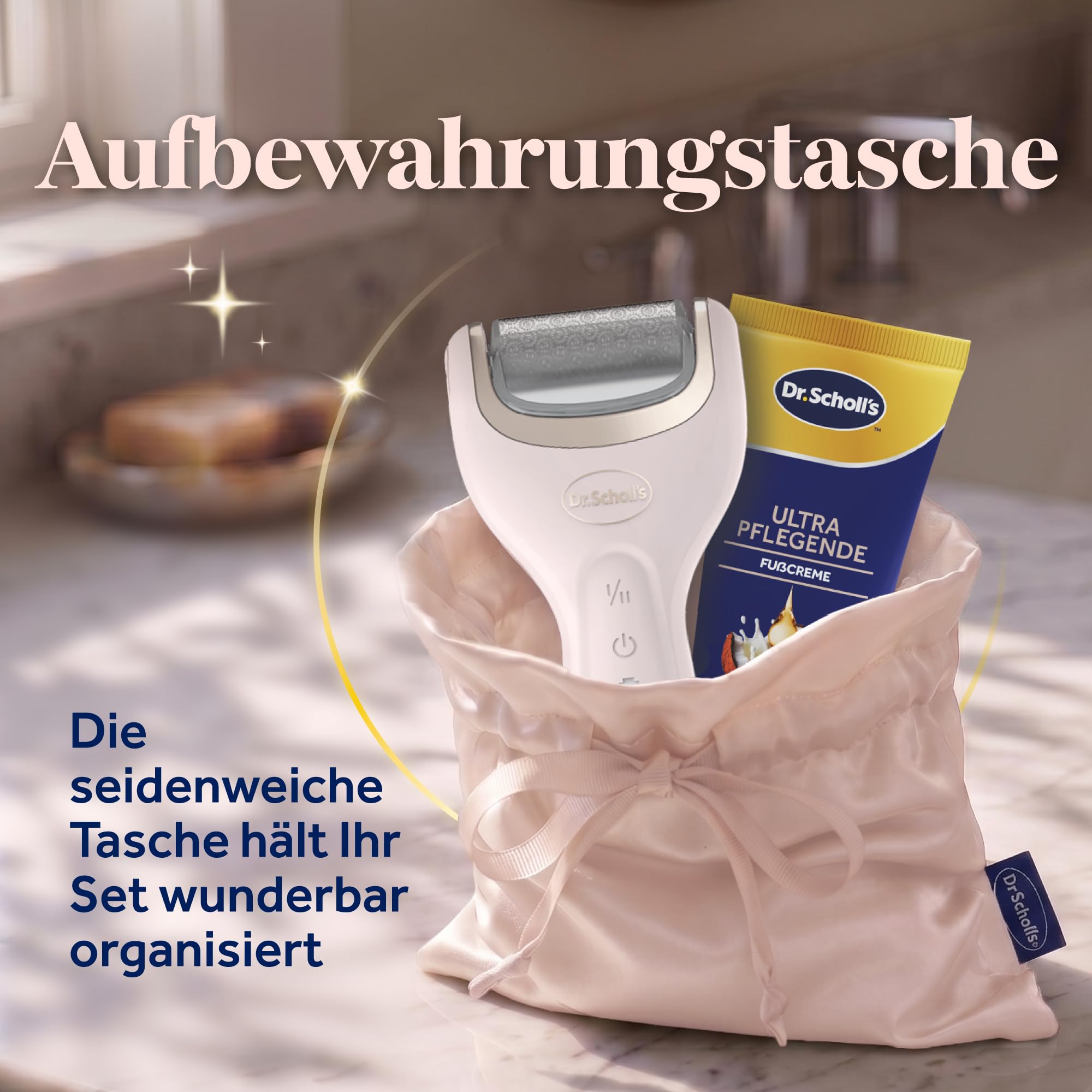 Dr. Scholl’s Pedi Perfect Luxe Wasserdichter, Wiederaufladbarer, Elektrischer Fußhornhautentferner mit x3 Rollenköpfen – Entfernt harte Haut für weiche schöne Füße, 90 Minuten Laufzeit,
