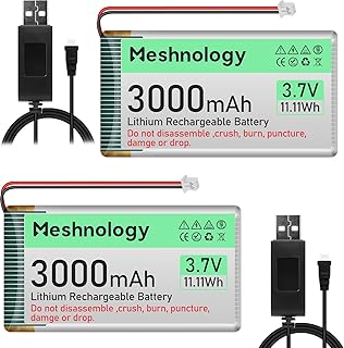 2PCS 3.7V 3000mAh Li Battery with USB Charger Cable 103665 1S LiPo Battery with Protection Board Insulated Rubber Tape and Micro JST 1.25 Plug for Arduino ESP32 Module Board Drone RC Car