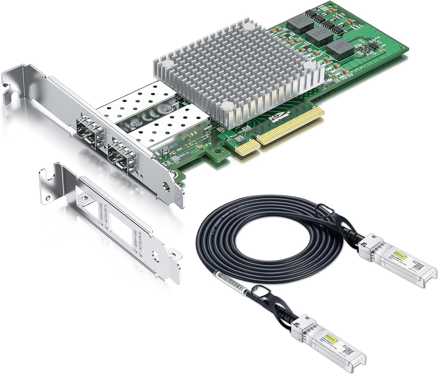 1 Pack of 2-Meter SFP+ DAC Twinax Cable and 1 Pack of 10Gb PCI-E NIC Network Card