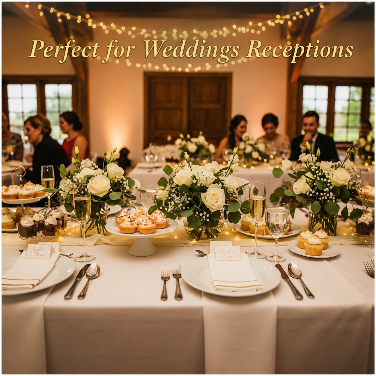 Gold Foil Stripe Guest Napkins 100 Count Disposable Paper Hand Towels | for Bathroom Wedding Party Dinner Luncheon Reception Decor
