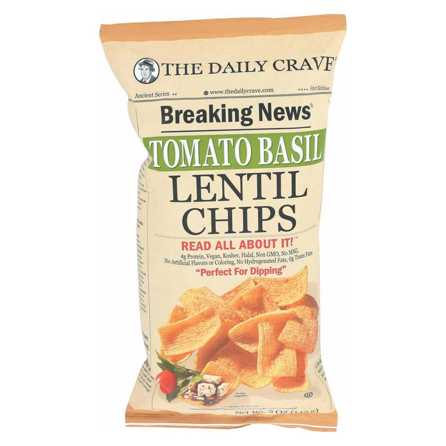 THE DAILY CRAVE CHIP LENTIL TOMATO BASIL 5OZ