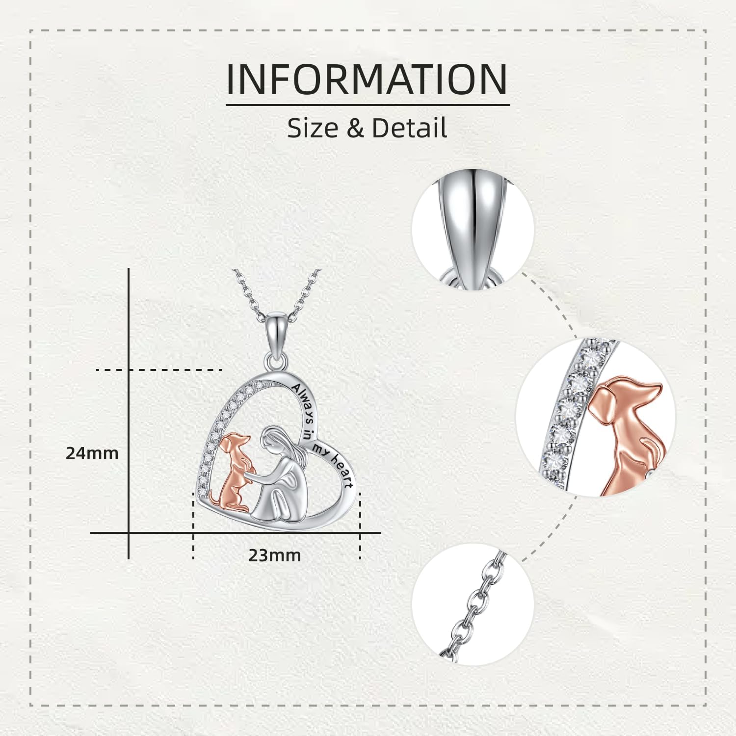 SNOWELLE Dog Necklace 925 Sterling Silver Dachshund and Women Pendant Heart Animal Jeweley Gift for Women Animal Lovers - Image 4