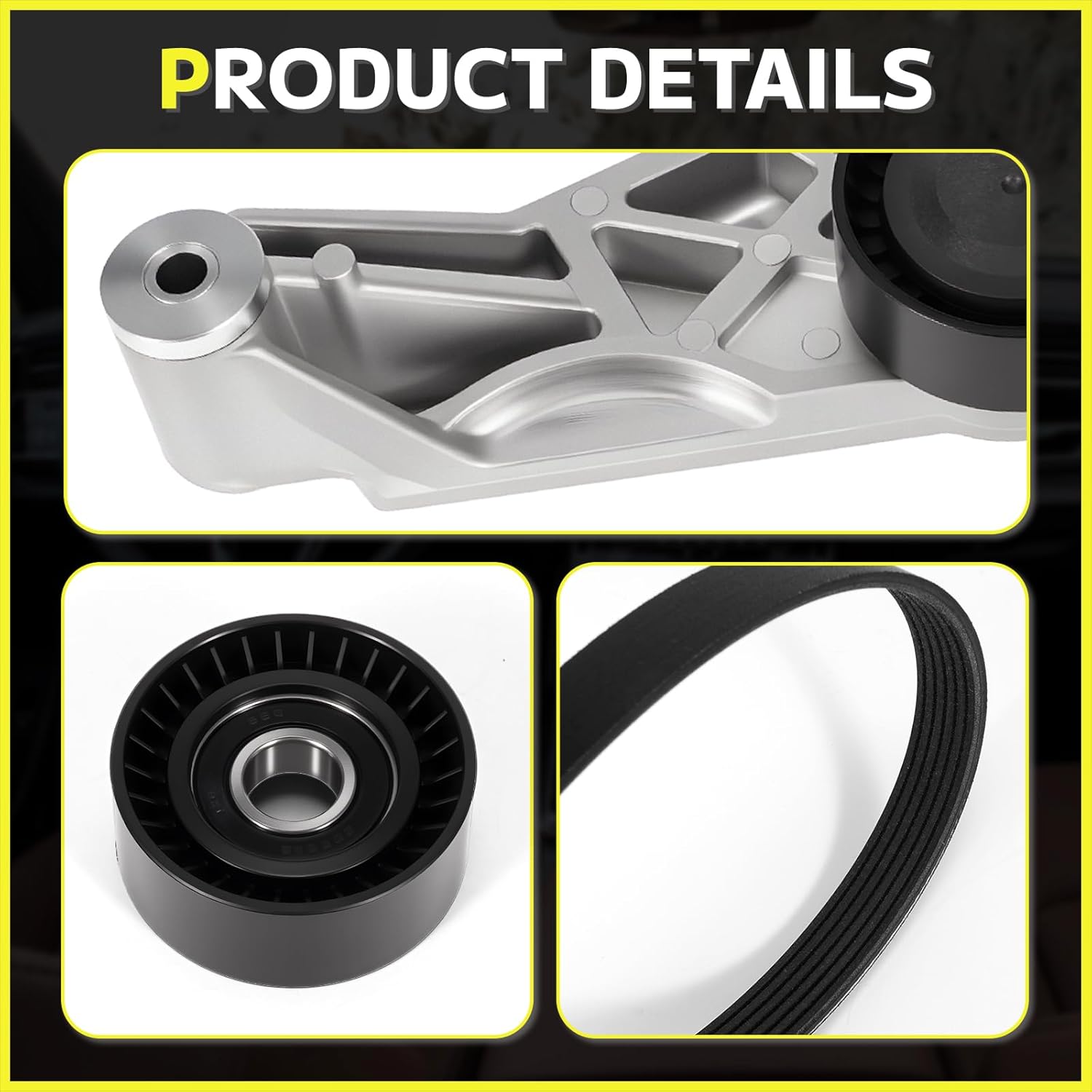 4627038AA Drive Belt Kit with Belt Tensioner & Idler Pulleys Replacement for 2012 2013 2014 2015 2016 2017 Jeep Wrangler,2018 Jeep Wrangler JK 3.6L,Replacement 4627038AA-KIT