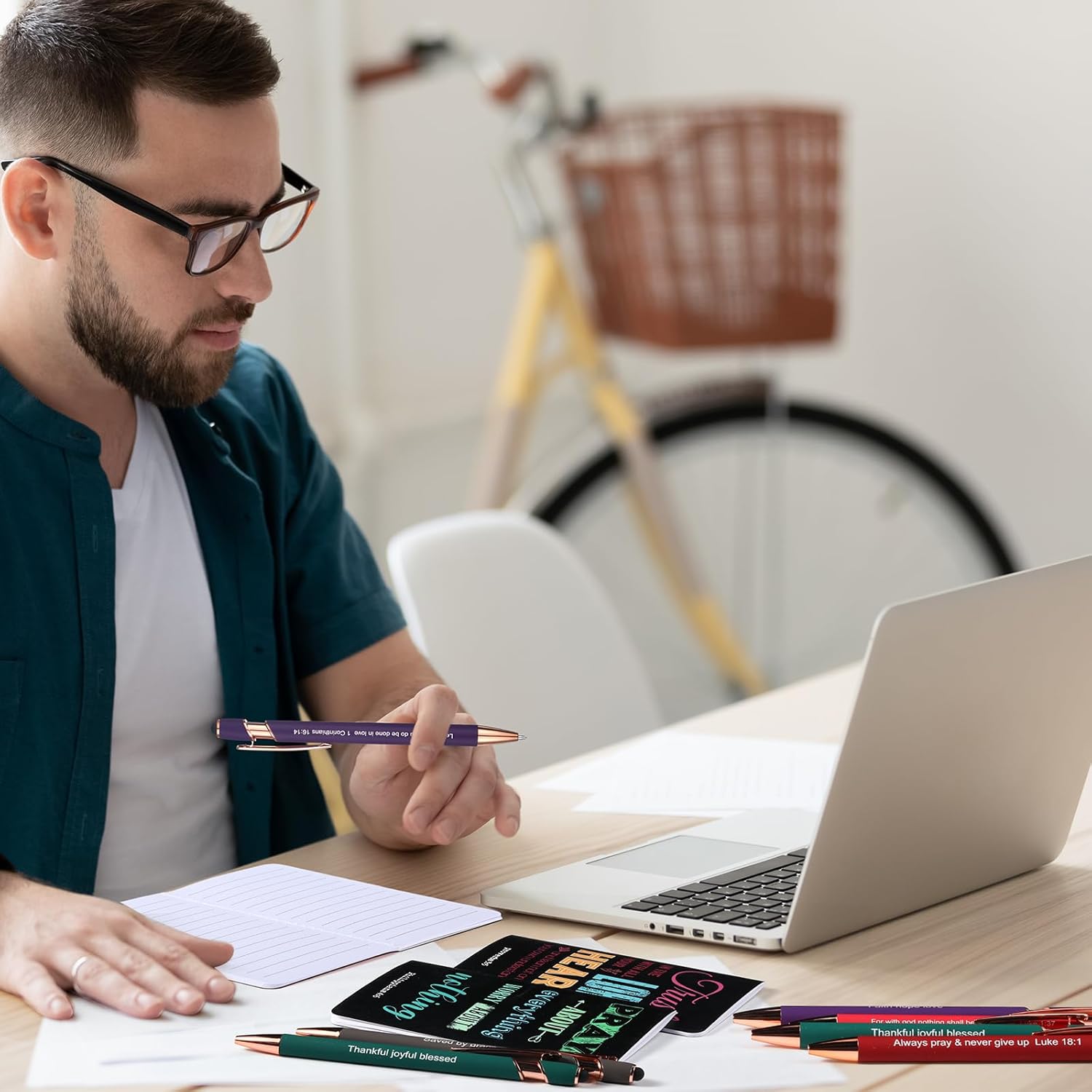 Funrous 32 Pcs Motivational Quote Pens Inspirational Notepads Mini Journal with Ballpoint Pen Small Notebooks Gift Set for Men Women Coworkers, Adult Party Favors Christmas Prizes Gift(Dark) - Image 5