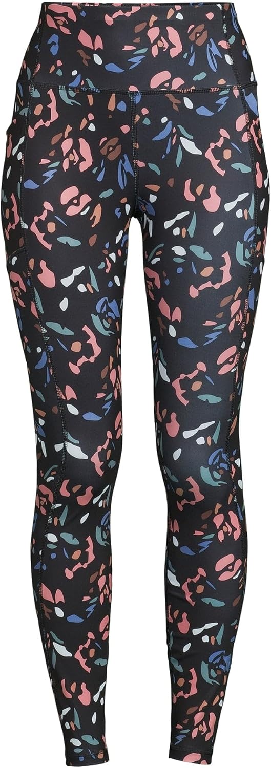Avia Activewear Women's Print Leggings with Side Pockets (as1, Alpha, x_s, Regular, Regular, Black Floral, XS) - Image 4