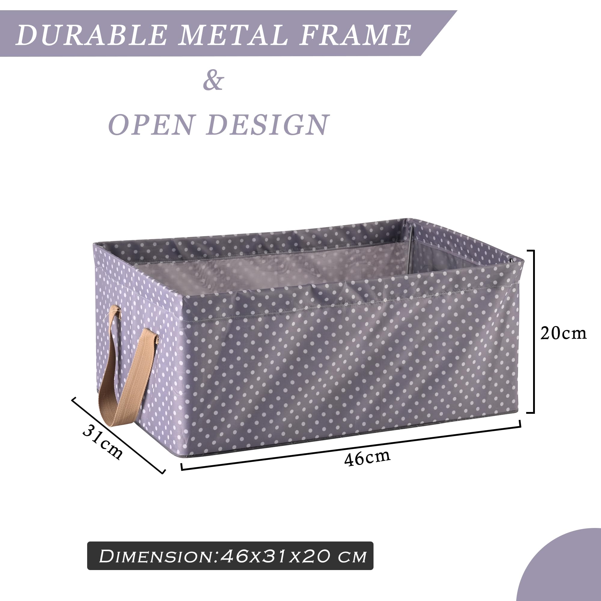 Kuber Industries 4 Stück Kleiderschrank Organizer | Fallschirm-Aufbewahrungsbox Kleidung | Schubladen-Organizer mit Griffen | Faltbarer Metallrahmen Aufbewahrungskörbe für Kleidung | Punktdruck | Blau