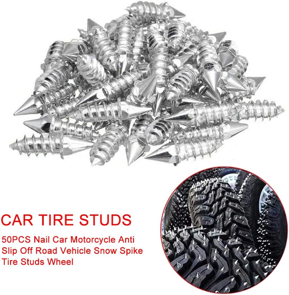 RiToEasysports Anti Slip Ice Snow Spikes Carbide Wheel Antislip Snow Spike 50PCS 27mm Screw Tire Rivets for Car Motorcycle Off Road Winter Ice Mud Tires (Silver)