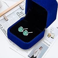 Vista 47 de Jade Earrings Studs,Green Jade Earrings for Women,925 Sterling Silver Earrings Studs for Sensitive Ears,Handmade Jade Earrings for Birthday