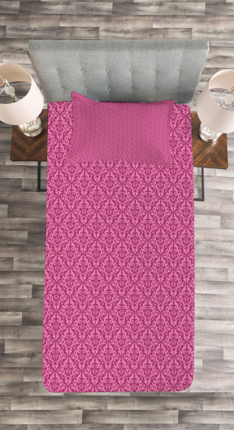 ABAKUHAUS Damasco Copriletto, Curve Antico Barocco, per la Camera da Letto, 170 x 220 cm, Scuro Blu Petrolio Bianco