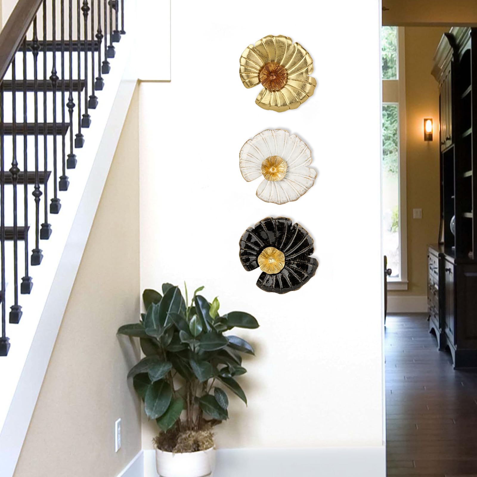 Set 3 Sculture Metallo Da Parete - Decorazioni 3D Moderne Per Casa, Soggiorno, Camera (30x30 Cm) - Foto 4