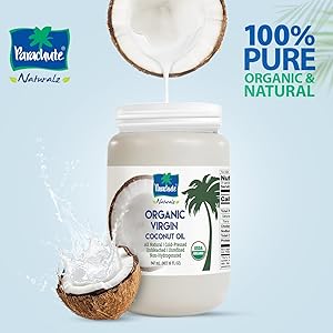 "Parachute Naturalz Organic Virgin Coconut Oil | Cooking Oil, Hair Oil, Body Oil & Oil Pulling | Cold Pressed | Unbleached | Unrefined | Non-Hydrogenated | MCT Oil | USDA Certified | 32 Fl. Oz | Plastic Jar"