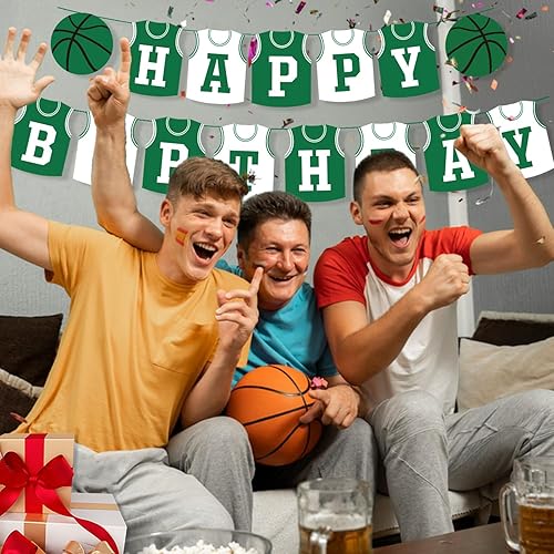 Miniatura 5 de Cartel de feliz cumpleaños de baloncesto decoraciones de fiesta de cumpleaños de baloncesto pre-encordadas, decoraciones de fiesta temática de