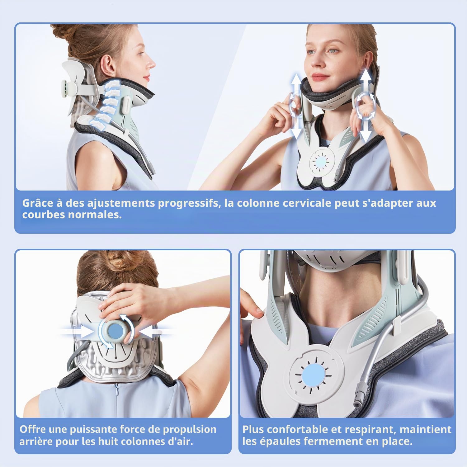Holdsound Dispositif de traction cervicale, un appareil de traction du cou réglable manuellement, qui soulage efficacement les douleurs au cou, facile à utiliser, utilisé debout, assis ou en