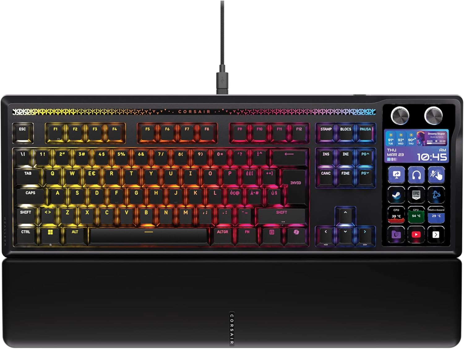 GALLEON 100 SD RGB Tastiera da Gioco Meccanica Cablata – QWERTY Italiano, Elgato Stream Deck Integrato, Interruttori MLX Pulse Thocky Lubrificati e Sostituibili a Caldo, FlashTap SOCD, 8,000Hz - Tastiera gaming