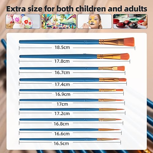 Miniatura 7 de JPNK 20 pinceles profesionales de nailon para pintura para el cabello, para artistas, estudiantes, niños, aceite multiusos, gouache, cara, modelo,