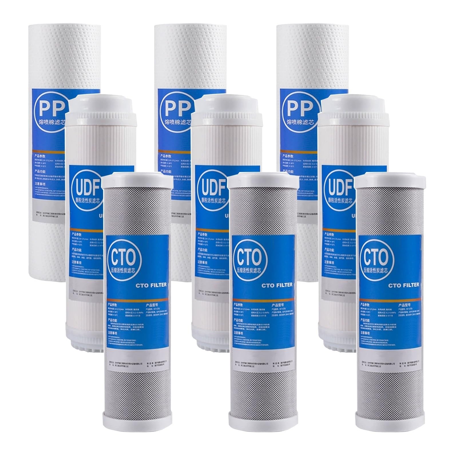 Systèmes d'osmose inverse 10 pouces : lot de 3 ensembles de filtres de rechange