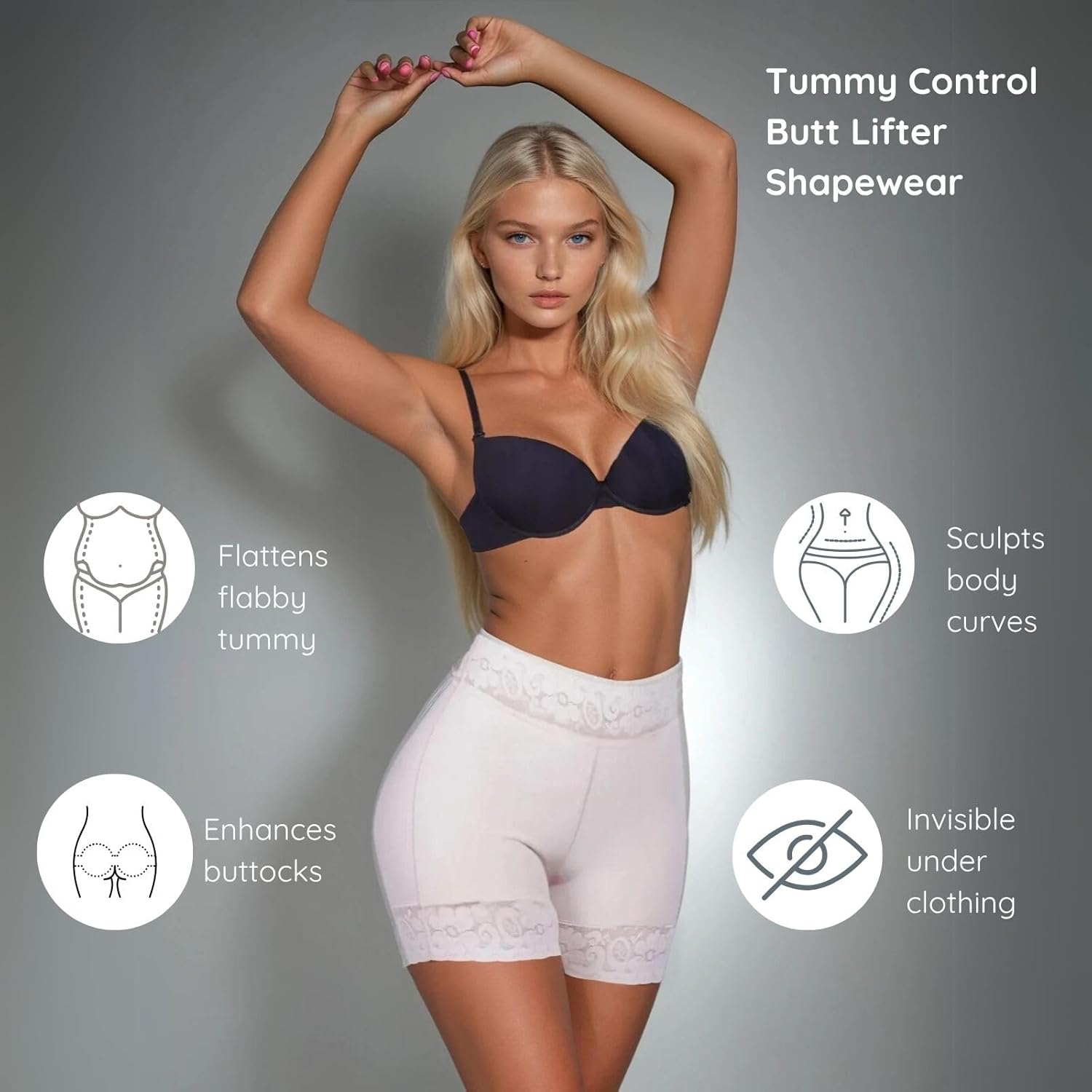 SILUET 1429 Colombian Butt-Lifter Shapewear Shorts – High-Waist Tummy Control, Invisible Fit, Powernet Compression - Image 5