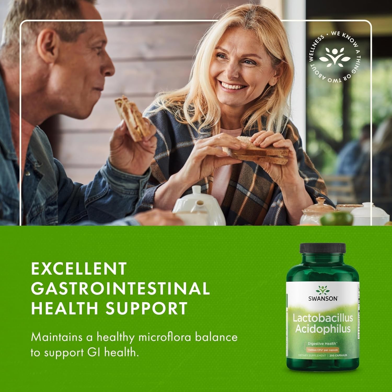 Swanson Lactobacillus Acidophilus Probiotic for Adults Seeking Daily Digestive and Bowel Health Support with 1 Billion CFU - Acid-Resistant (250 Capsules, 4 Pack)