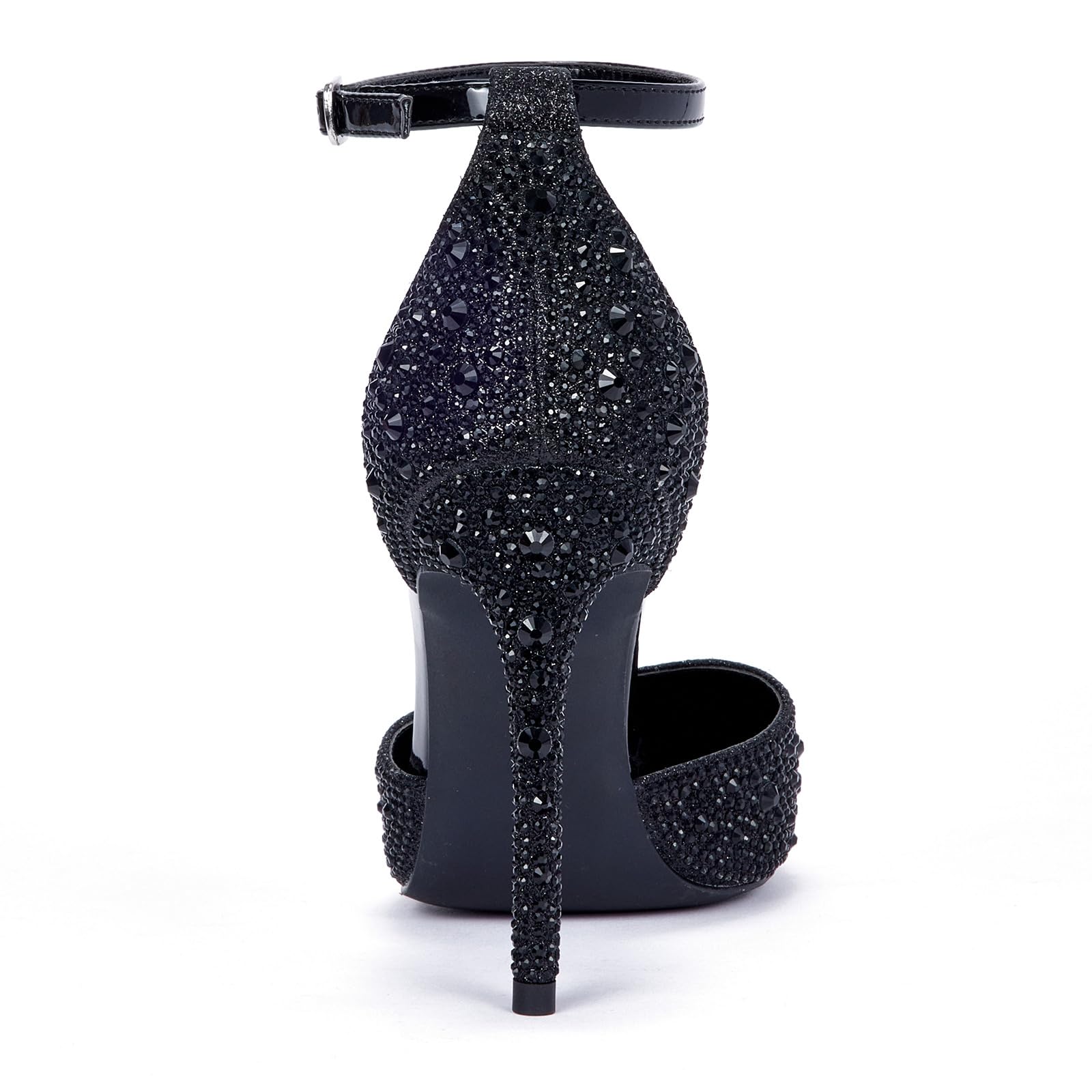 Zhabtuc Scarpe con Tacco Alto 10 cm da Donna, Eleganti Décolleté con Strass Scintillanti, Cinturino alla Caviglia
