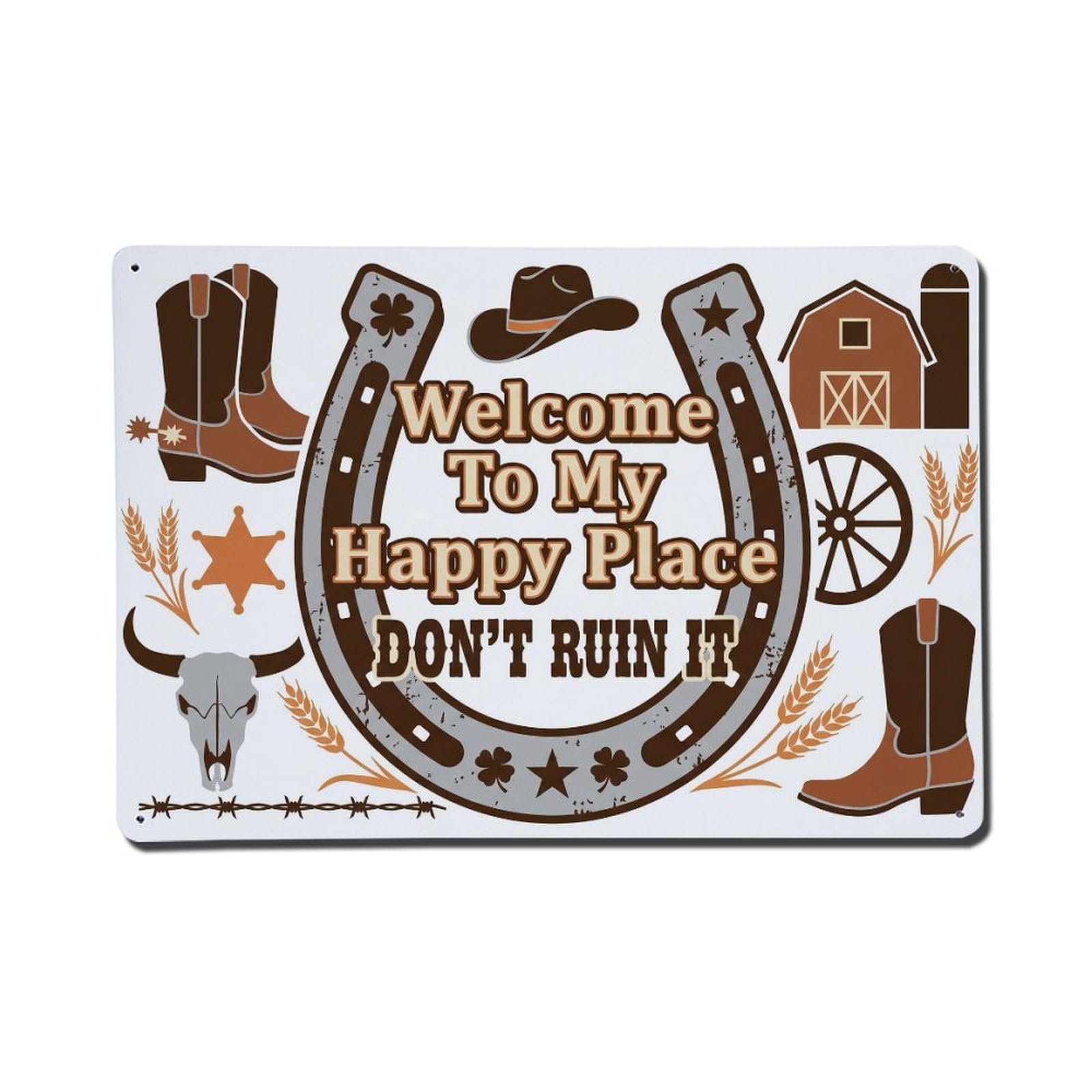 Vintage Horseshoe Ranch Barn Humor Metal Tin Sign Plaque Wall Decor for Cafe, Club Bar, Office, Home Garden Metal Poster 8x12Inch