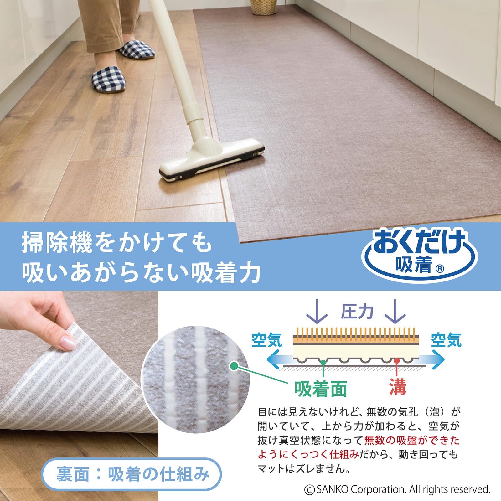 Amazon｜Sanko 【日本製 拭ける 撥水】サンコー キッチンマット ずれ