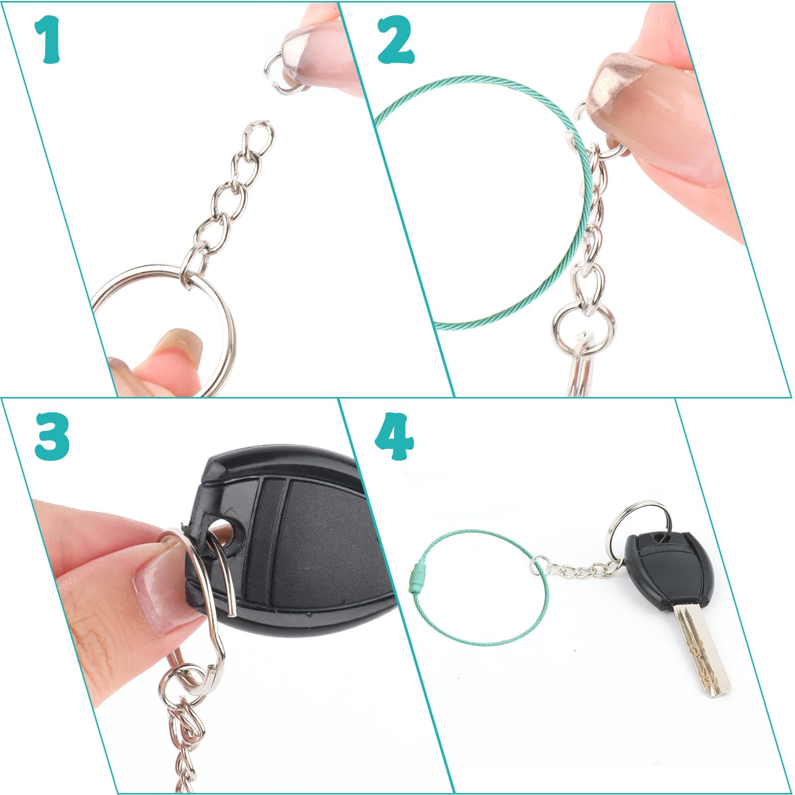 Anillas Para Llaveros 150 Piezas Con Cadenas De Metal Argollas