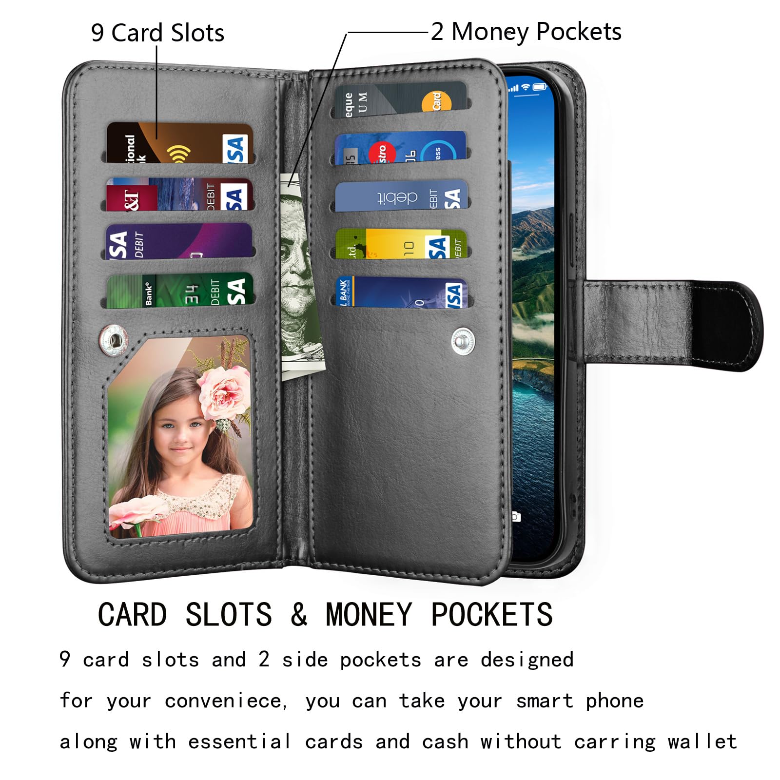 NJJEX Wallet Case for iPhone 15 Pro Max 6.7
