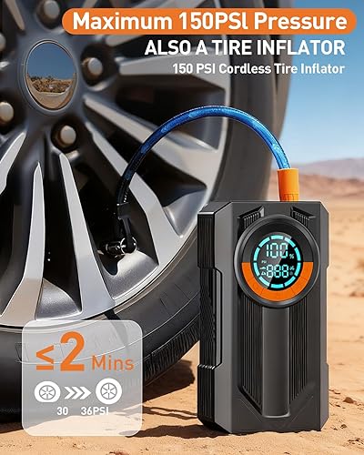 Miniatura 3 de Arrancador de salto, caja de salto portátil, paquete de batería de arranque de automóvil, batería de 12 V para automóvil con estuche de transporte