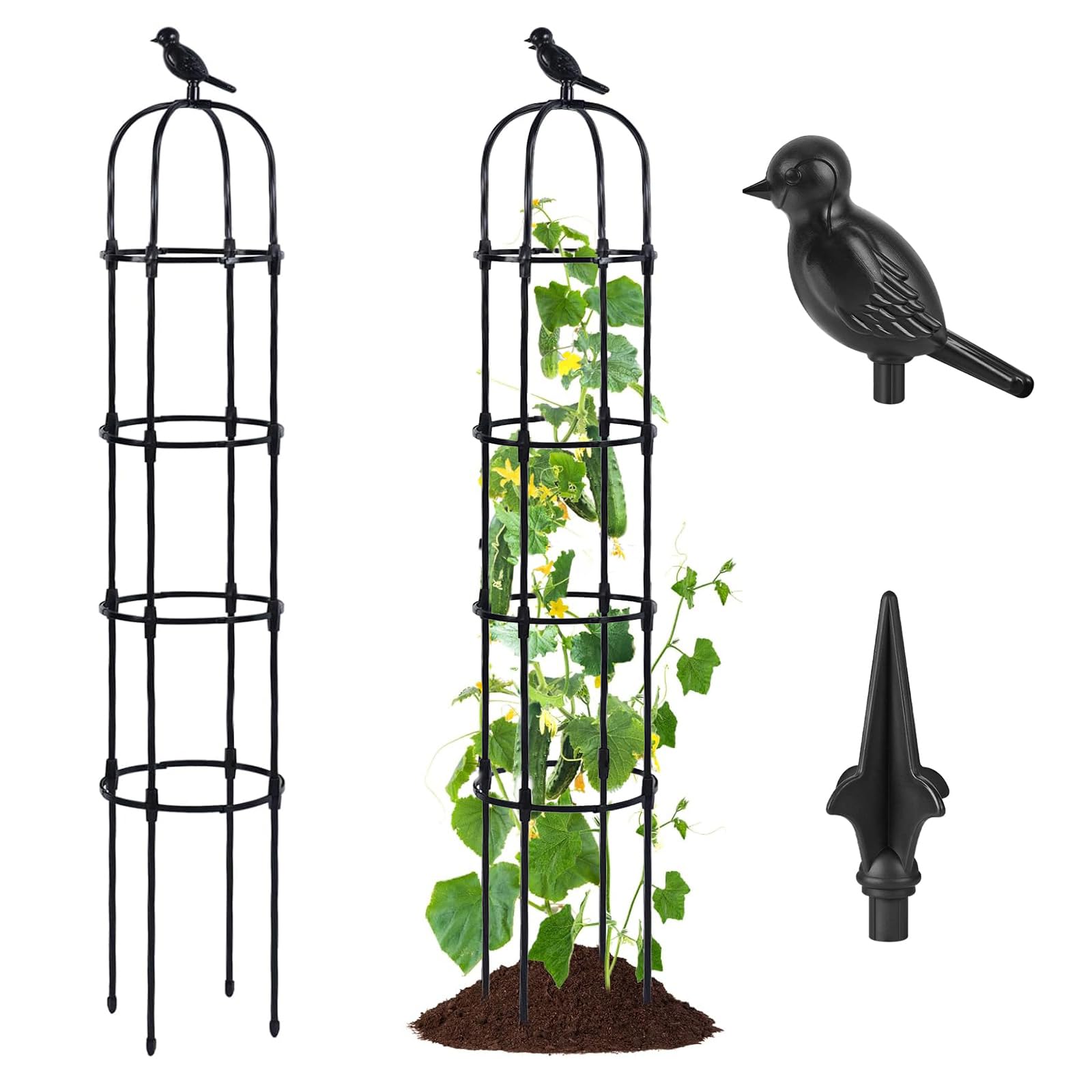 Garden Obelisk - 175CM Tall Trellis for Climbing Plants, Rustproof Coated Metal Garden Trellis Frame,Sturdy Trellis for Climbing Plants Stand for Potted Indoor Outdoor Use